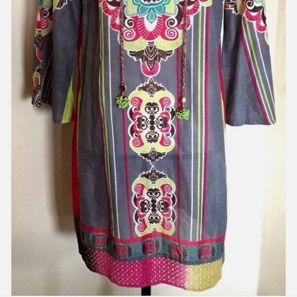 Tunic Coverup with Beaded Tassels, Size Small - Picture 3 of 9